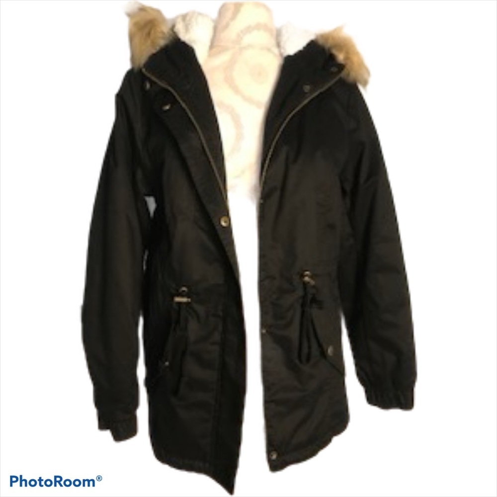 LOVE TREE BLACK COZY ZIPPER HOODED JACKET SIZE SMALL NWT